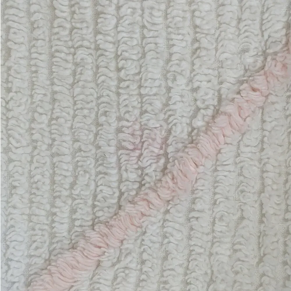 Vintage 1950s Tufted Chenille Pink & Blue Cute Baby Deer Fawn Crib Blanket Flaws